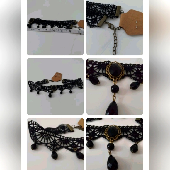 Elegant Black Lace Retro Choker Collar Necklace NWT - Picture 7 of 7